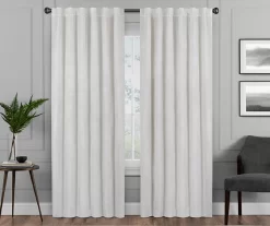 Harper Snow Velvet Blackout Rod Pocket Curtain Panel, (108")