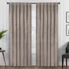 Harper Mushroom Velvet Blackout Rod Pocket Curtain Panel, (63")