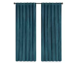 Harper Teal Velvet Blackout Rod Pocket Curtain Panel, (84") -Deco Haven Shop 810475065 4