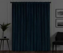 Harper Teal Velvet Blackout Rod Pocket Curtain Panel, (84") -Deco Haven Shop 810475065 6