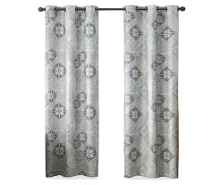 Martina Medallion Blue Blackout Grommet Curtain Panel, (108") -Deco Haven Shop 810475131 4