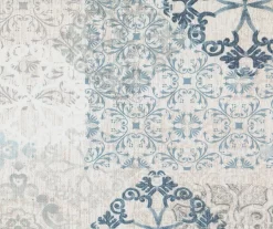 Martina Medallion Blue Blackout Grommet Curtain Panel, (108") -Deco Haven Shop 810475131 5