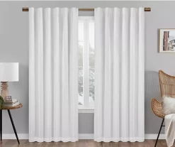 Nora White Blackout Rod Pocket Curtain Panel, (108")