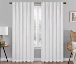 Nora White Blackout Rod Pocket Curtain Panel, (95")