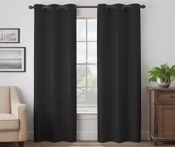 Martina Black Blackout Grommet Curtain Panel, (95")