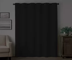 Martina Black Blackout Grommet Curtain Panel, (95") -Deco Haven Shop 810475366 6
