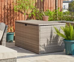 Gray 140-Gallon All-Weather Wicker Storage Deck Box 10 Gray 140-Gallon All-Weather Wicker Storage Deck Box -Deco Haven Shop 810477588 A0 2