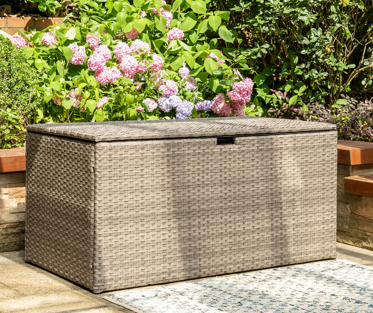 Gray 140-Gallon All-Weather Wicker Storage Deck Box 2 Gray 140-Gallon All-Weather Wicker Storage Deck Box - Image 2