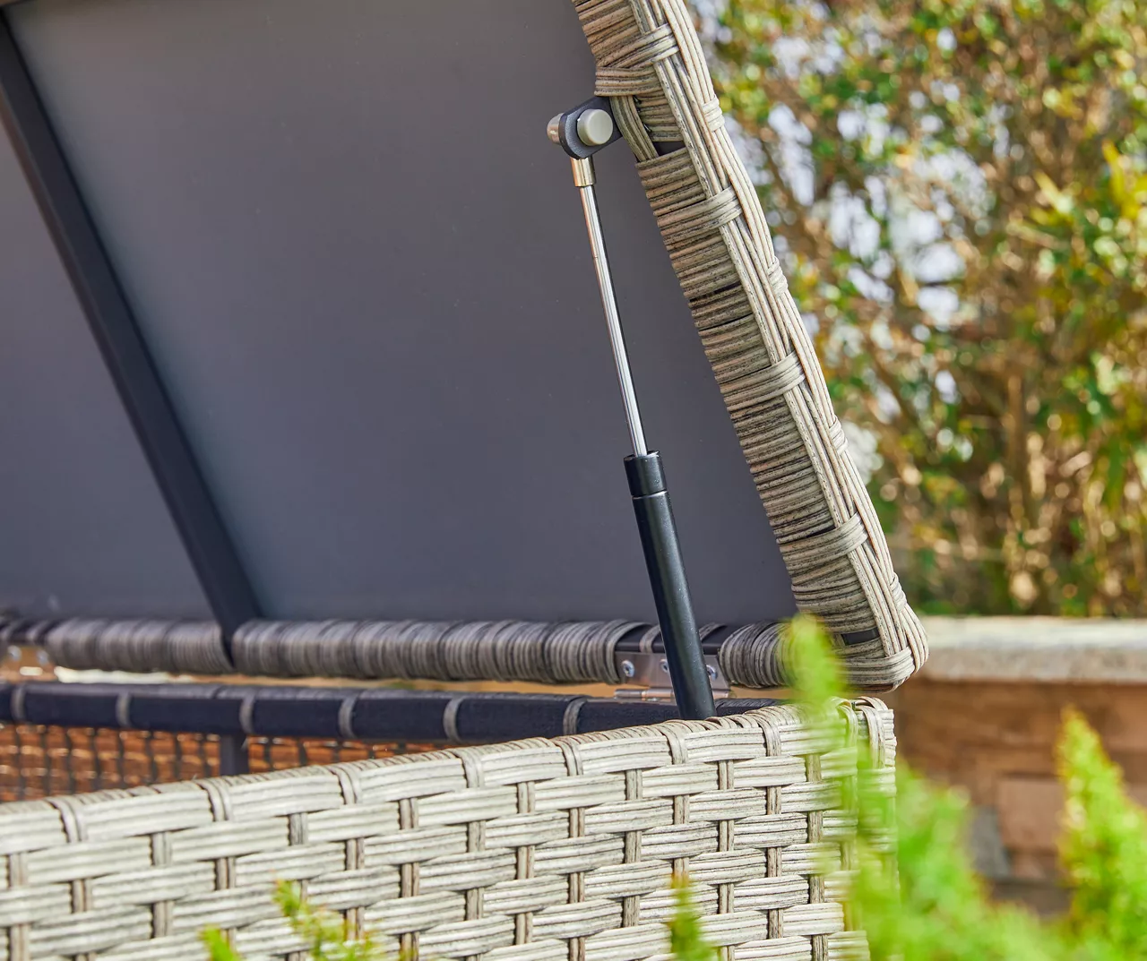 Gray 140-Gallon All-Weather Wicker Storage Deck Box 6 Gray 140-Gallon All-Weather Wicker Storage Deck Box - Image 6