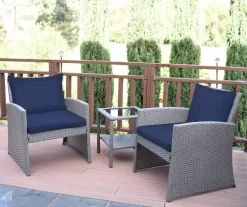 Mirabelle 3-Piece Cushioned Patio All-Weather Wicker Chat Set -Deco Haven Shop 810478136