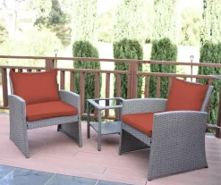 Mirabelle 3-Piece Cushioned Patio All-Weather Wicker Chat Set -Deco Haven Shop 810478138