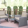 Mirabelle 3-Piece Cushioned Patio All-Weather Wicker Chat Set