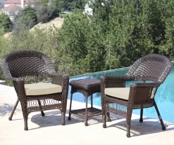Espresso 3-Piece Cushioned Patio All-Weather Wicker Chat Set 30 Espresso 3-Piece Cushioned Patio All-Weather Wicker Chat Set -Deco Haven Shop 810478208
