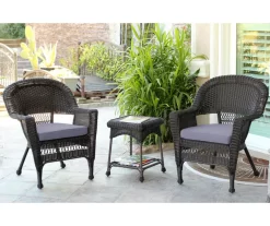 Espresso 3-Piece Cushioned Patio All-Weather Wicker Chat Set 37 Espresso 3-Piece Cushioned Patio All-Weather Wicker Chat Set -Deco Haven Shop 810478210 1