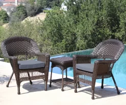Espresso 3-Piece Cushioned Patio All-Weather Wicker Chat Set 22 Espresso 3-Piece Cushioned Patio All-Weather Wicker Chat Set -Deco Haven Shop 810478210