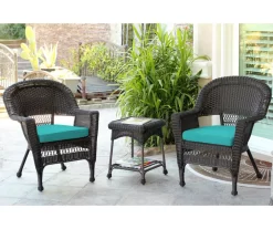 Espresso 3-Piece Cushioned Patio All-Weather Wicker Chat Set 35 Espresso 3-Piece Cushioned Patio All-Weather Wicker Chat Set -Deco Haven Shop 810478261 1