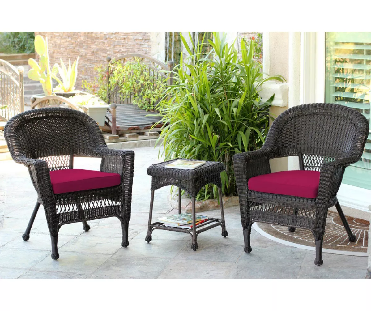 Espresso 3-Piece Cushioned Patio All-Weather Wicker Chat Set 20 Espresso 3-Piece Cushioned Patio All-Weather Wicker Chat Set - Image 20