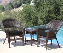 Espresso 3-Piece Cushioned Patio All-Weather Wicker Chat Set 34 Espresso 3-Piece Cushioned Patio All-Weather Wicker Chat Set -Deco Haven Shop 810478268