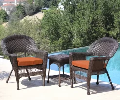 Espresso 3-Piece Cushioned Patio All-Weather Wicker Chat Set 27 Espresso 3-Piece Cushioned Patio All-Weather Wicker Chat Set -Deco Haven Shop 810478269