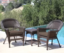 Espresso 3-Piece Cushioned Patio All-Weather Wicker Chat Set 32 Espresso 3-Piece Cushioned Patio All-Weather Wicker Chat Set -Deco Haven Shop 810478271