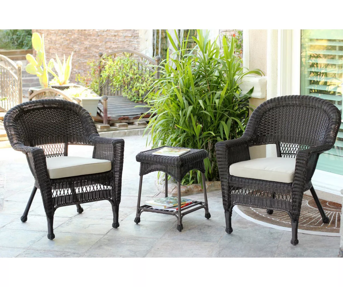Espresso 3-Piece Cushioned Patio All-Weather Wicker Chat Set 17 Espresso 3-Piece Cushioned Patio All-Weather Wicker Chat Set - Image 17