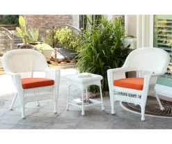 White 3-Piece Cushioned Patio All-Weather Wicker Chat Set -Deco Haven Shop 810478397 1