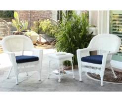 White 3-Piece Cushioned Patio All-Weather Wicker Chat Set -Deco Haven Shop 810478398 1