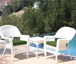 White 3-Piece Cushioned Patio All-Weather Wicker Chat Set -Deco Haven Shop 810478401