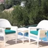 White 3-Piece Cushioned Patio All-Weather Wicker Chat Set