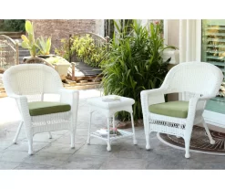 White 3-Piece Cushioned Patio All-Weather Wicker Chat Set -Deco Haven Shop 810478409 1
