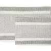 Light Gray & White Stripe Chenille 2-Piece Bath Rug Set