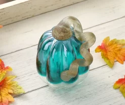 5" Turquoise Crackle Glass Pumpkin -Deco Haven Shop 810491567 A0 3