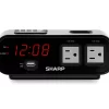 Sharp Digital Dual Alarm Clock With Power Outlets & USB Port