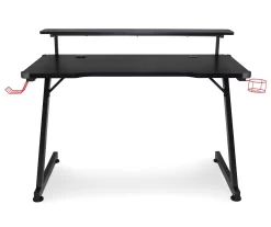 Black LED Gaming Desk With Riser