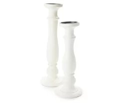 White Wood Pillar Candle Holder, (18") -Deco Haven Shop 810509526 810509525 3