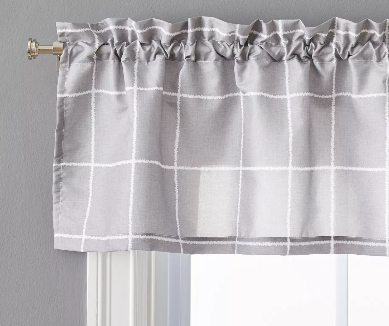 Gray Ronan Valance & Tier 3-Piece Curtain Set 2 Gray Ronan Valance & Tier 3-Piece Curtain Set - Image 2