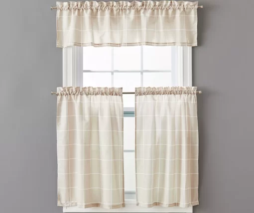 Taupe Ronan Valance & Tier 3-Piece Curtain Set -Deco Haven Shop 810511104