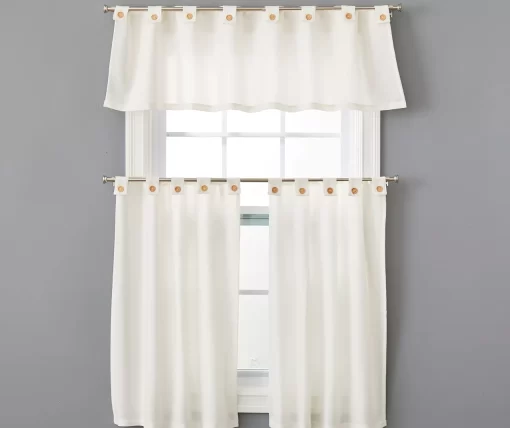 Ivory Valance & Tier 3-Piece Curtain Set -Deco Haven Shop 810511117