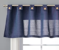 Chambray Blue Valance & Tier 3-Piece Curtain Set -Deco Haven Shop 810511118 1