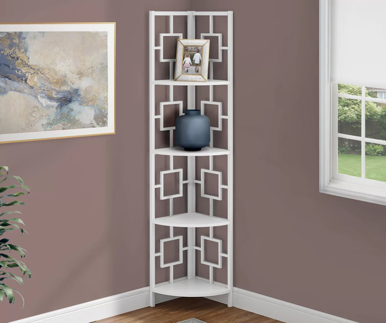 White Square 4-Shelf Corner Bookcase 2 White Square 4-Shelf Corner Bookcase - Image 2