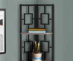 Dark Taupe Square 4-Shelf Corner Bookcase -Deco Haven Shop 810512904 4