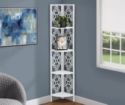 Monarch Geometric 4-Shelf Corner Bookcase -Deco Haven Shop 810512945 1
