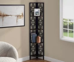 Monarch Geometric 4-Shelf Corner Bookcase -Deco Haven Shop 810512946 1