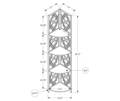 Monarch Geometric 4-Shelf Corner Bookcase -Deco Haven Shop 810512946 3