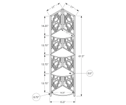 Monarch Geometric 4-Shelf Corner Bookcase -Deco Haven Shop 810512948 3