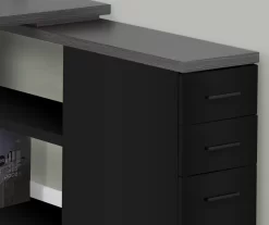 Gray & Black L-Shaped 3-Drawer Computer Desk -Deco Haven Shop 810512962 4