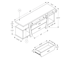 60" Dark Taupe 2-Drawer TV Stand -Deco Haven Shop 810512981 3