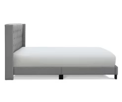Gray Upholstered Shelter Wingback Queen Bed -Deco Haven Shop 810513491 13