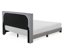 Gray Upholstered Shelter Wingback Queen Bed -Deco Haven Shop 810513491 17