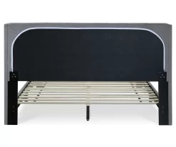 Gray Upholstered Shelter Wingback Queen Bed -Deco Haven Shop 810513491 19